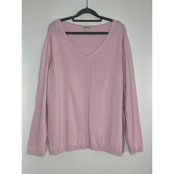Talbots Plus Women's V-Neck 100% Cotton Lightweight Sweater Pink Size 3X - Picture 1 of 9